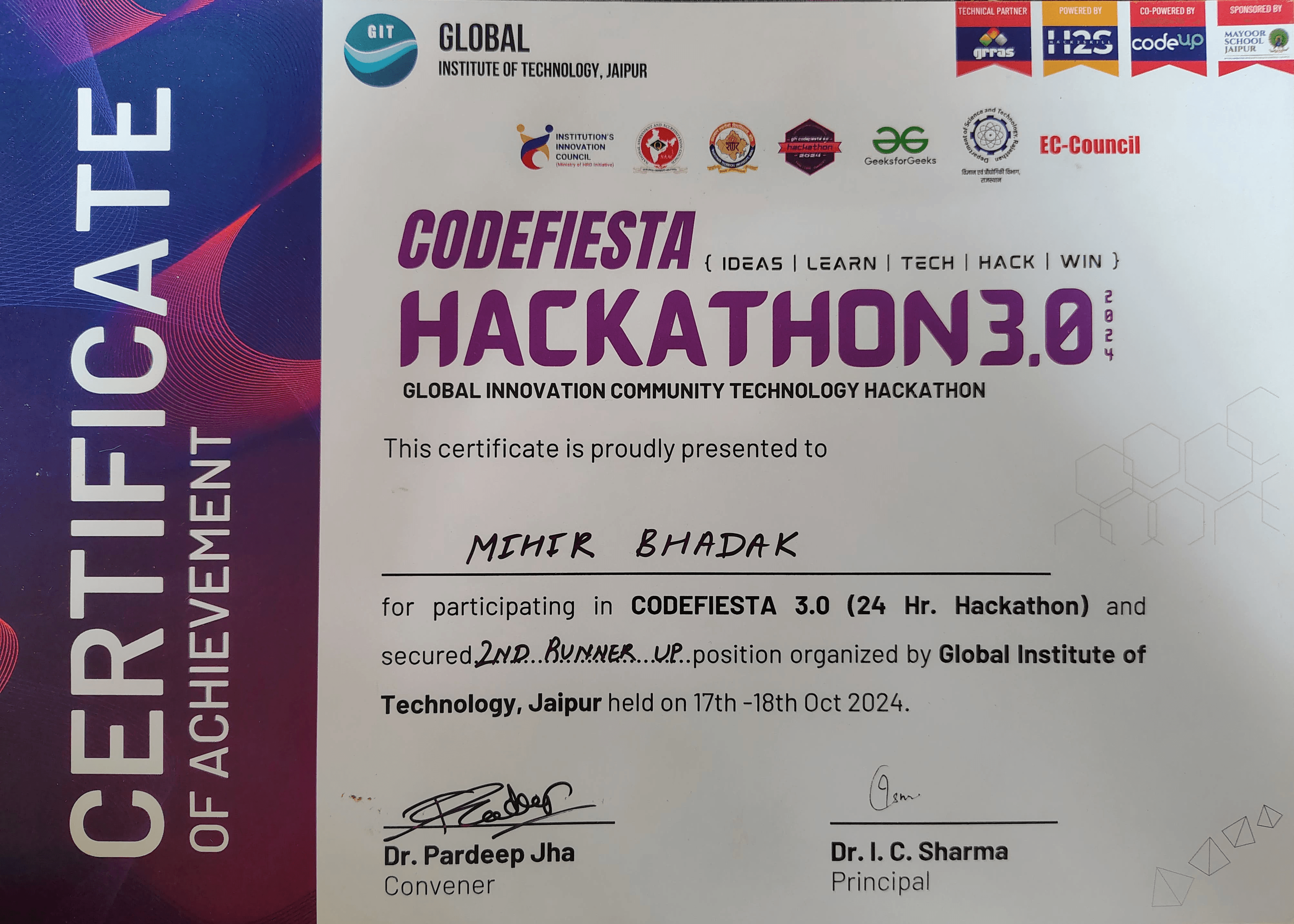 CODEFIESTA - HACKATHON 3.0 (2nd Runner Up)